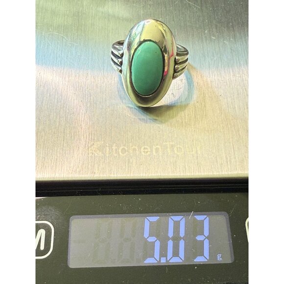 Turquoise & Sterling Silver Oval Ring Size 7.5 - Picture 6 of 7